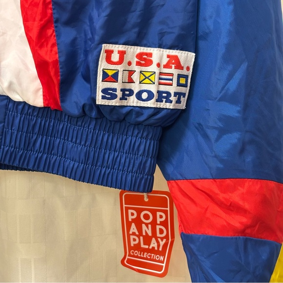 NWT Forever 21 USA Sport Retro Cropped Windbreaker Jacket SZ S Color Block - Picture 5 of 12